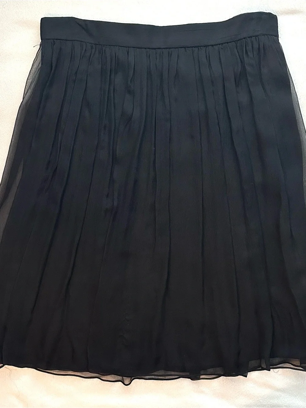 Vintage Helen Wang Black Pleated 100% Silk Lined Midi Skirt 4 Made in USA